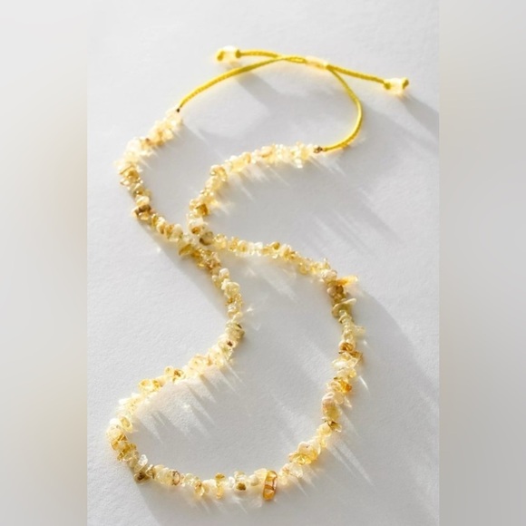 NWT Women Free People Boho Single Strand Citrine Chip Necklace - Picture 2 of 5